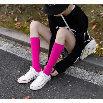 LEOSOXS lady fluorescenčné teľa ponožky jeseň/zima podkolienok pančuchy umiestnené vertikálne pruhovaný žena ponožky pre dospelých bavlnené ponožky