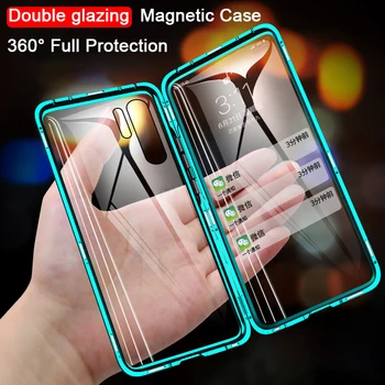 Magnetické Kovové Dvojité Bočné Sklo Telefón puzdro Na Huawei Honor Mate 20 10 30 Lite P20 P30 Pro 8X 9X Y9 Prvočíslo P Smart Z 2019 Kryt