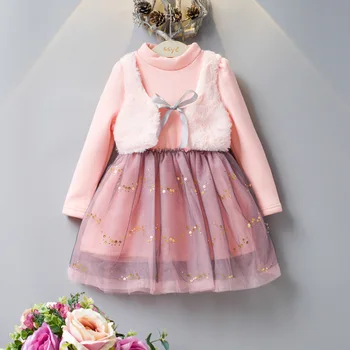 Baby Girl Dress 2018 Nové Jeseň Zima Bežné Roztomilý Detský Dlhý Rukáv Vianočné Princezná Šaty Pre Dievčatá Oblečenie 2 3 4 5 6 7 Rokov