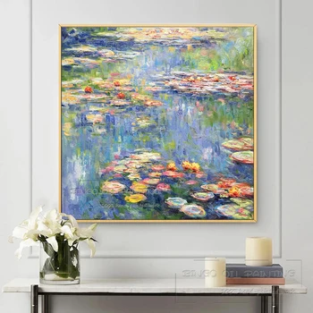 Profesionálny Umelec Reprodukcia Cloud Monet Vodné Ľalie Kvety, olejomaľba na Plátne Nádhernou krajinou Ľalia olejomaľba