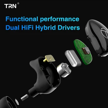 TRN T200 TWS 1BA 1DD Hybridné Ovládač Bluetooth V5.0 Headset Športové Bezdrôtové Slúchadlá Slúchadlá QCC 3020 Čip Aptx/AAC/SBC IPX5