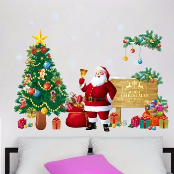 DIY dovolenku šťastné a veselé vianoce, nálepky na stenu, dekorácie santa claus vianočný stromček vinyl na stenu nášivka vianočné dekorácie nástenná maľba