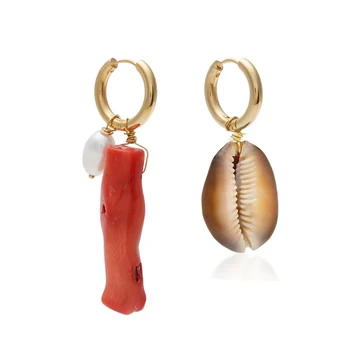 Shell prívesok náušnice boho ассиметричные prírodné perly boucle d'oreille pendante dovolenku jedinečné darčeky pre ženy