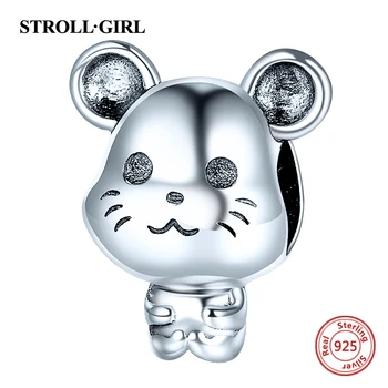 925 Sterling Silver Myši Korálky Zvierat Škrečkov Charms Fit Pôvodné Európske Náramok pre Ženy 2020 Strany Šperky Darček