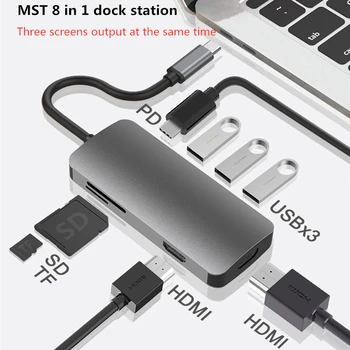 Mtf so sídlom USB Typ-C Hub Dual Hdmi Dokovacie Stanice Na 4K HDMI VGA PD Rýchle Nabitie Multi Rozbočovač Hdmi Adaptér Pre MacBook Pro Notebook Asus