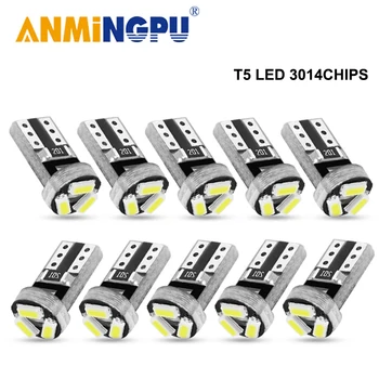 ANMINGPU 10x signalizačná kontrolka Led T5 Canbus 3014SMD W3W W1.2W LED Panel Rozchod Lampy Auto Výstražný Indikátor Nástroj Svetlá 12V
