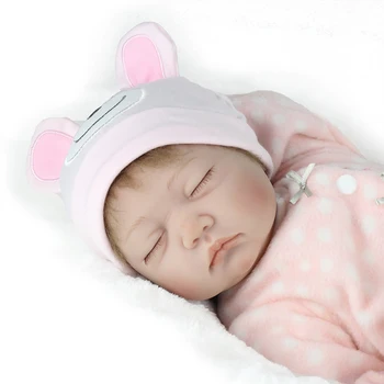 NPK BÁBIKA 22 inch realistické silikónové reborn baby doll zatvorené oči, vlasy korene vypchaté telo bebe znovuzrodené deti darček bábika hračky