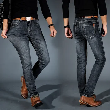 2020 Nové pánske Úsek-fit Jeans Business Bežné Klasický Štýl Módy Džínsové Nohavice Muž Čierna Modrá Sivá Nohavice Plus veľkosť 40