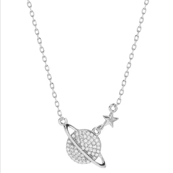 Nové Módne Šperky Osobnosti Rastlina Znamenité 925 Sterling Silver Temperament Flash Crystal Star Clavicle Reťazca Náhrdelníky N472