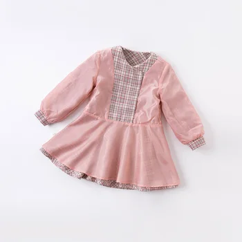 DKH14220 dave bella jeseň girl móda koberčeky tlačidlo tlačiť zavesené šaty deti sladké šaty deti detská lolita oblečenie