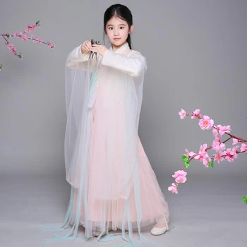 Dieťa Tradičný Rozprávkový Kostým Hanfu Dávnych Princezná Dieťa Oblečenie Čínsky Ľudový Tanec pre Deti Fáze Výkonu Kostým