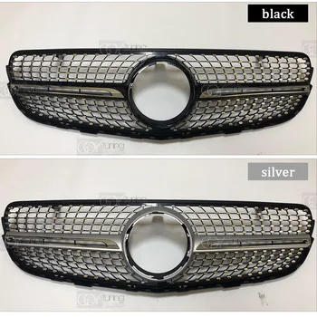 ABS Black Silver Náhradný Predný Nárazník Diamantmi Radiátor Mriežka vhodné Na Mercedes GLC Triedy X253 C253 W253 - 2018