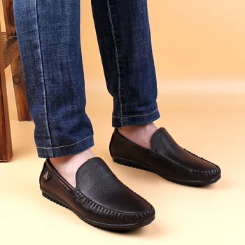 Bežné Originálne Kožené pánske Topánky Sklzu na Dizajn Jazdy Mužov Ploché Ručné Obuv Značky Mužskej Módy Loď Mokasíny Veľká Veľkosť