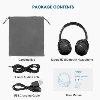 Mpow H7 Klasické Bezdrôtové Slúchadlá Bluetooth Headset s Mikrofónom 15Hrs Lka Bezdrôtové Slúchadlá pre iPhone XS/XR/Xiao