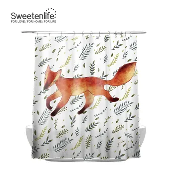 Sweetenlife 180x180cm Cartoon Zvierat Sprchové Závesy Polyester Tkaniny Vaňa Opony Eco-Friendly Nepremokavé Opony