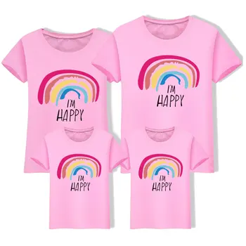 Rodina Pozrite Zodpovedajúce Oblečenie T-Shirt Pláži Matka Deti Topy Rainbow Krátky Rukáv Otec A Syn Matku A Dcéru, Šaty, Oblek