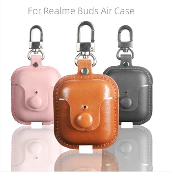 Luxusné Kožené puzdro pre Realme Puky Vzduchu Bluetooth Headset Ochranný Kryt s prívesok pre Poháriky Vzduchu Plnenie Box Ziskové Cas