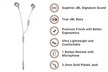JBL C200si In-ear 3,5 mm Káblové Slúchadlá Športové Music Headset Telocvični Herné Slúchadlá Hlboké Basové linky Ovládanie s Mikrofónom pre Chytré Telefóny