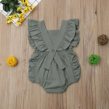 Novorodenca Dievča Prehrabať Romper Pevné Kombinézu Sunsuit Letné Oblečenie Oblečenie