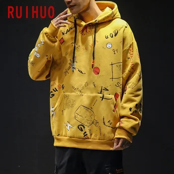 RUIHUO 2020 Nové Jarné Hip Hop Hoodies Muži Móda Streetwear Bežné Mikiny Mužov Hoodies Harajuku Mužov Športové oblečenie M-5XL