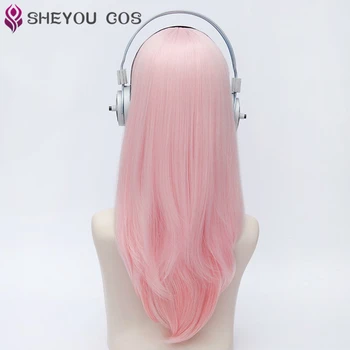 Super Sonico Supersonico 60cm Dlhé Ružové Ombre Hair žiaruvzdorné Cosplay Kostým Parochňu + Hračka slúchadlá Slúchadlá Prop
