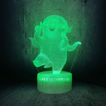 Chanese Cartoon Hot film úlohu Roztomilý Wuba 3D LED Lampa Malý Démon Kráľ Bielej Reďkovky Tvar Nočné Svetlo deti stôl spálňa decor