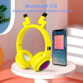 Roztomilé Deti Bluetooth 5.0 Headset 7 Farieb LED Slúchadlá, podpora SD Card, Audio Kábel Slúchadiel pre Chlapca, Dievča, Darček Detí