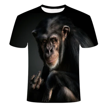 2020 lete 3D vytlačené zvierat opice gorila krátky rukáv dizajn zábavné ležérny top T-shirt mužov