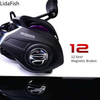 LidaFish 2020 Baitcasting Cievky 7.2:1 Prevodový Pomer 10 KG Carbon Drag Fishing Kolesa Magnetický brzdný Systém Fishing Cievky