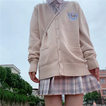 Japonský Jednotné Cinnamoroll Cardigan Škole Študent Sveter Anime Lolita Slúžka Halloween Cosplay Kostým Zimné Jeseň Outwear