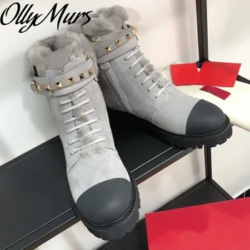 Prowow Nové Originálne Kožené Reálne Kožušiny Útulné A Teplé Zimné Topánky Na Platforme, Členkové Topánky Topánky Ženy Zapatos Mujer Luxus
