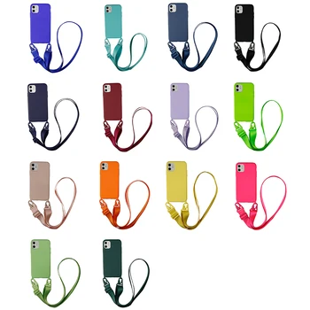 Crossbody Fluorescenčné Farby Peňaženky Vložte Kartu Náhrdelník Telefón Prípade S Prídavné Lano, Popruh Na iPhone 12 11 Pro Xs X 6 7 8 Plus
