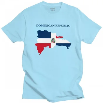 Príťažlivých Mužov, T Košele Dominikánska Republika Mapa Vlajka Krátke Rukávy Čistej Bavlny Bežné T-shirt Kolo Golier Letné Tee Topy