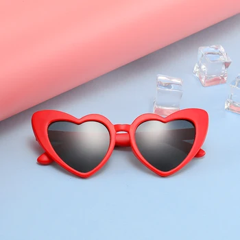LongKeeper baby girl slnečné okuliare pre deti srdca 2020 TR90 čierne, ružové a červené srdce, slnečné okuliare pre deti polarizované flexibilné uv400