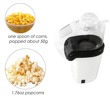 Popcorn Stroj Horúci Vzduch Popcorn Popper + Popcorn Maker s Meranie Pohár na Meranie Popcorn Jadrá + Rozpustíme Maslo - Biela(EÚ