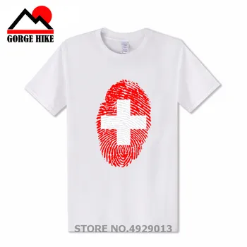 3D Švajčiarskou Konfederáciou Národ Príznak Odtlačkov prstov Dizajn Švajčiarsko Mužov Tričko Slnečnému žiareniu pánske T-Shirt Oblečenie Kolo Golier Tričko