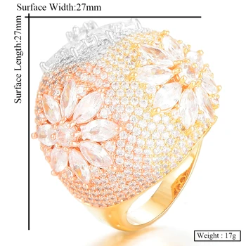 GODKI Luxusné Kvetinové Veľké Tučné Prstene so Zirkónmi Kamene 2020 Ženy Zapojenie Strana Šperky Vysokej Kvality