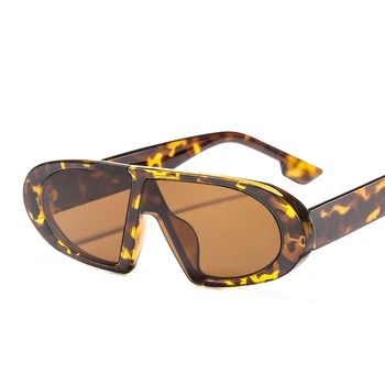 YAMEIZE Ženy Módne slnečné Okuliare Retro Punk slnečné Okuliare Oválne Flat Top Okuliare na Slnko Žena Leopard Oculos De Sol Mujer UV400