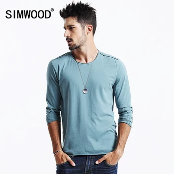 SIMWOOD 2020 Nový Príchod jari dlhý rukáv t shirt mužov príčinné móda mladých bavlna Tričká Topy Tees Plus Veľkosť TL3505