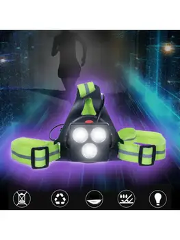 Nabíjateľná Nastaviteľné Hrudníka Beží LED Svetlo pre Bežcov Joggers Reflexné L9BD