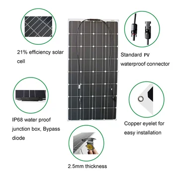 16v 100W Fotovoltaických Flexibilný solárny panel bunky 10 ks 8ks 6pc 2pc batérie doska nabíjačku 12v výkon 1000w 200w 500w pre čínu