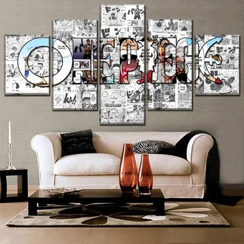 Moderné Umelecké Diela Top-Hodnotené Plátno Tlačiť Maľovanie 5 Kusov Anime Jeden Kus Umeleckého Plagátu Logo, Obrázok Wall Art Domov Dekoratívne