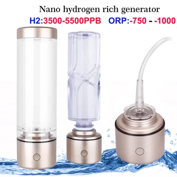 Nabíjateľná Nano Pohár Vodík Voda Generátor Super Antioxidanty Alkalickej Elektrolýzy Ionizátor Fľaša Mini H2 Plyn Ventilátor
