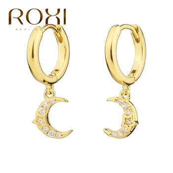 ROXI Zirkón Crystal Drop Mesiac Visieť Náušnice pre Ženy, Luxusné Svadobné Šperky Earings 925 Sterling Silver Orecchini Brincos