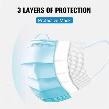 Masku, Jednorazové Úst Priedušný 3-vrstvový Netkaných Prachotesný Ochranné Masky, 50/100/200PCS pleťové Masky Filter Proti Znečisteniu