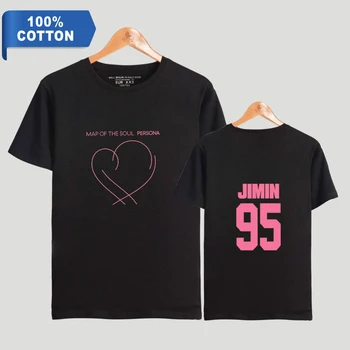 Bavlna Tričko kórejský Kpop JIMIN SUGA JIN Mapu Duše Persona Tlačiť T-shirts Muži/Ženy Unisex Krátke Rukáv Topy