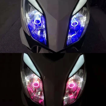 1x BA20D Motocykel LED Reflektor Modrá/Červená Angel eye H6 Skúter Motorke Hlavu Žiarovky DRL Príslušenstvo 12/24V