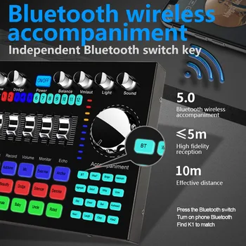 HIFI Vysielanie na Zníženie Hluku, Karaoke Spev Mixér Rada Voice Changer Live Zvukové Karty Audio Bluetooth 5.0 Viacerých Účinky