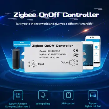 Zigbee Zap/Vyp Regulátor Smart Switch APLIKÁCIU Diaľkové Ovládanie Inteligentných Domov Modul AC85-265V 10A Biele Vypínače