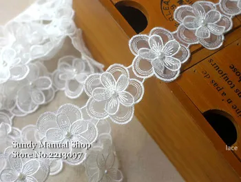 20 Ks/Veľa Organza výšivky, čipky patch čipkou trim oblečenie 3D Lištovanie kvetinové svadobné šaty diy applique white SM583